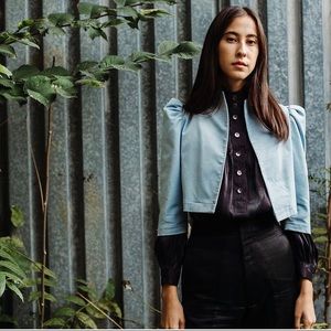 Horses Size 3 Pale Blue Velveteen Cropped Jacket